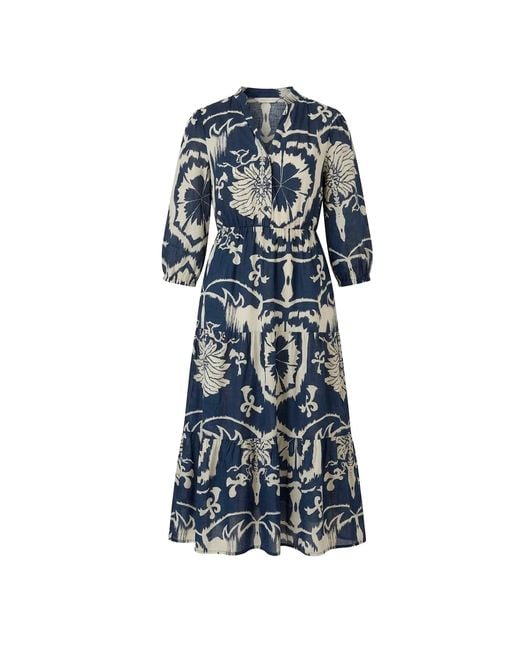 James Lakeland Blue Ornamental Print Tiered Midi Dress