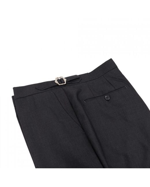 DAVID WEJ Gray Aldo Plain Smart Trousers With Side Adjusters – Charcoal for men