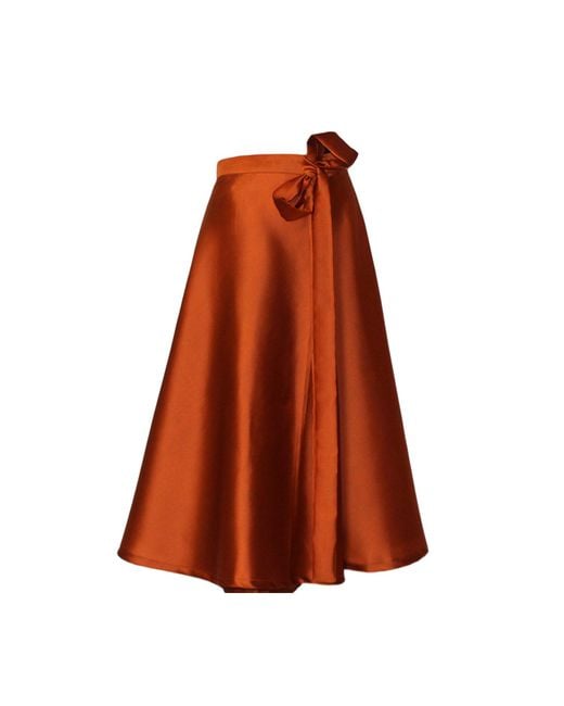 Richa Sharma Brown Bronze Hued Taffeta Silk Midi Skirt