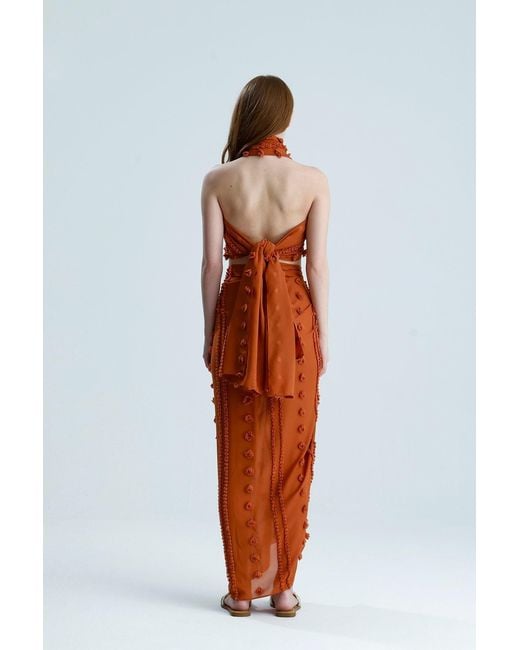 Lilamie Brown Capri Crossed Wrapped Summer Bustier Top-Brick