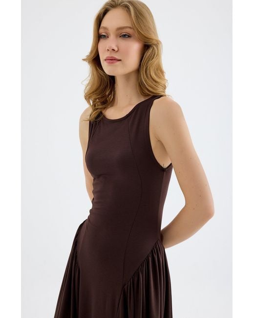 Monlicia Brown Elaris Viscose Bodycon Maxi Dress
