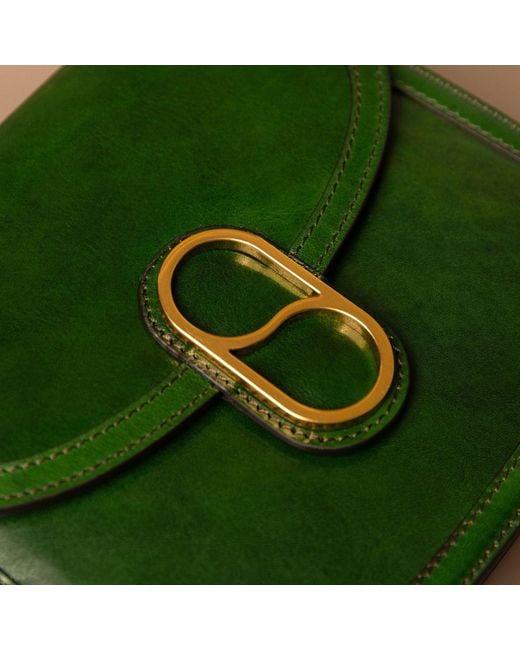 Time Resistance Green Leather Saddle Bag