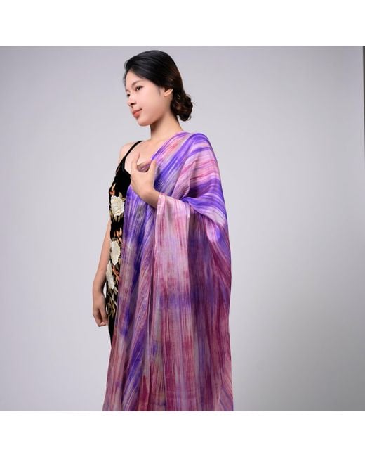 Silk and Bears Purple Berry Brushstroke Silk Scarf – Hand-Dyed Mulberry Silk, Evening Wrap & Gift