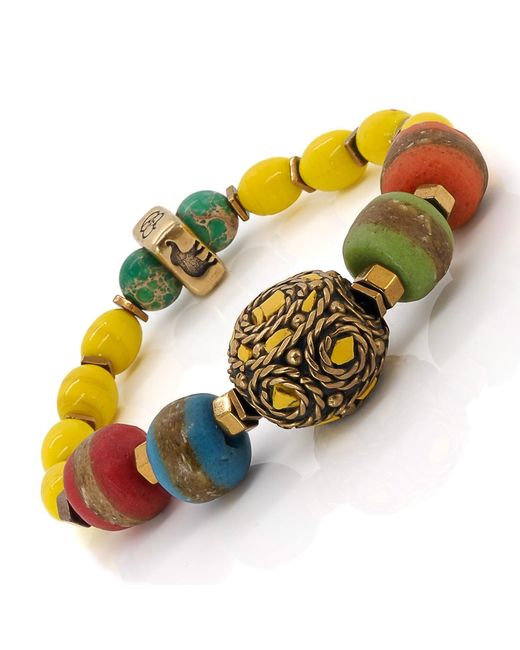 Ebru Jewelry Metallic African & Nepal Beaded Chunky Bracelet