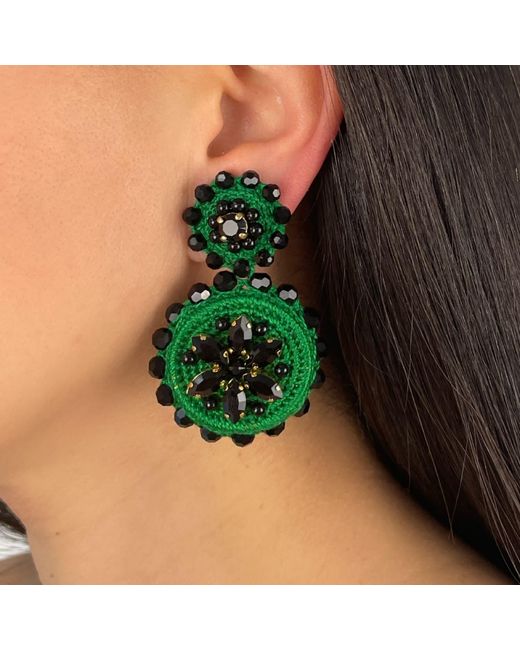 PINAR OZEVLAT Green Flower Drop Emerald