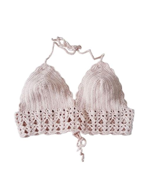 Springmoonatelier Multicolor Handmade Crochet Bralette Top Powder Vintage Motif Adjustable