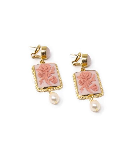 Vintouch Italy Metallic Eternal Bloom Cameo Earrings