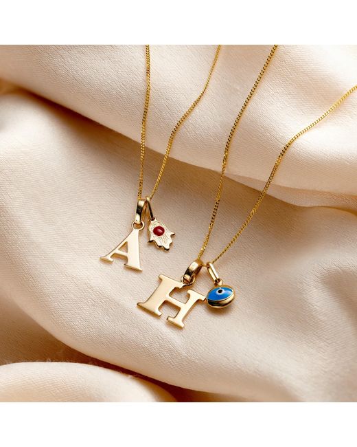 Posh Totty Designs Metallic Hamsa Hand Talisman And Letter Charm Necklace