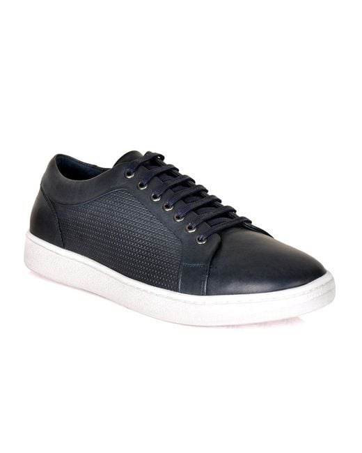 DAVID WEJ Blue Bradford Leather Sneakers for men