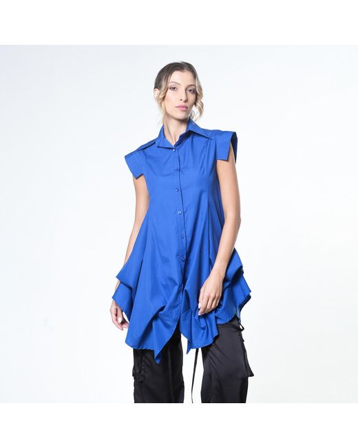 Metamorph Blue Loose Sleeveless Shirt