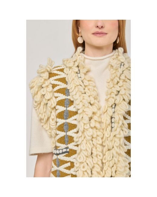 The Extreme Collection Metallic Neutrals Mustard Fringed Artisanal Vest Brittany