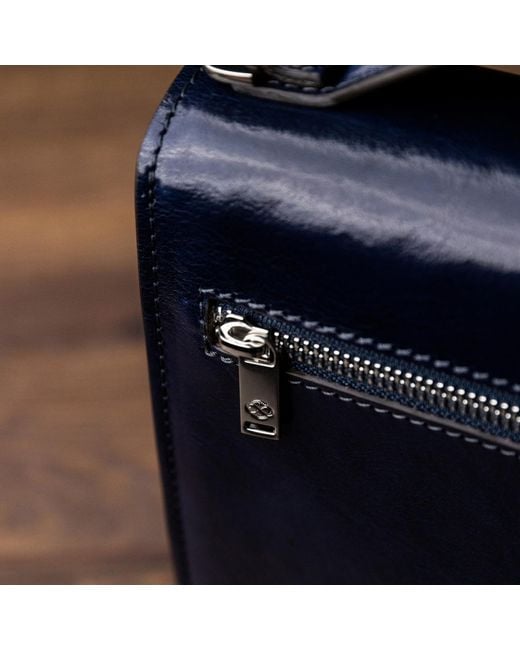 Time Resistance Blue Small Leather Briefcase for men