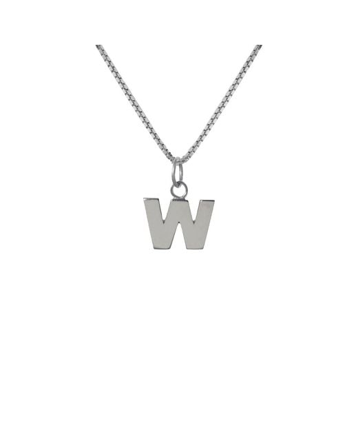 Edge Only Metallic Letter Pendant "W" Initial Necklace Sterling for men