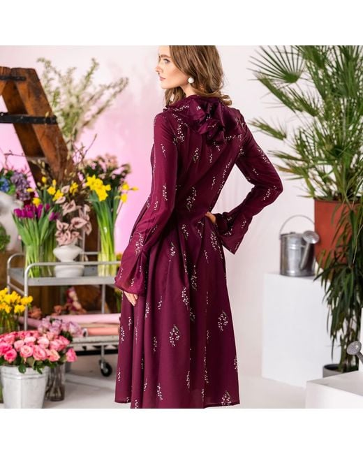 RainSisters Red Floral Midi Dress With Ruffles: Hearts Desire