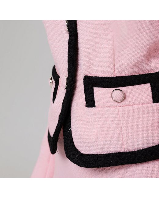 Smart and Joy Pink Contrasting Bias Short Jacket