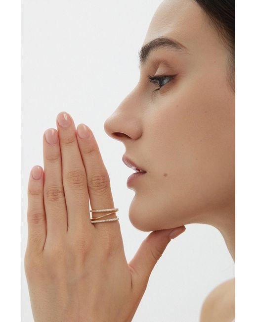 Vanhi Metallic Nola Pavé Triple Band Ring