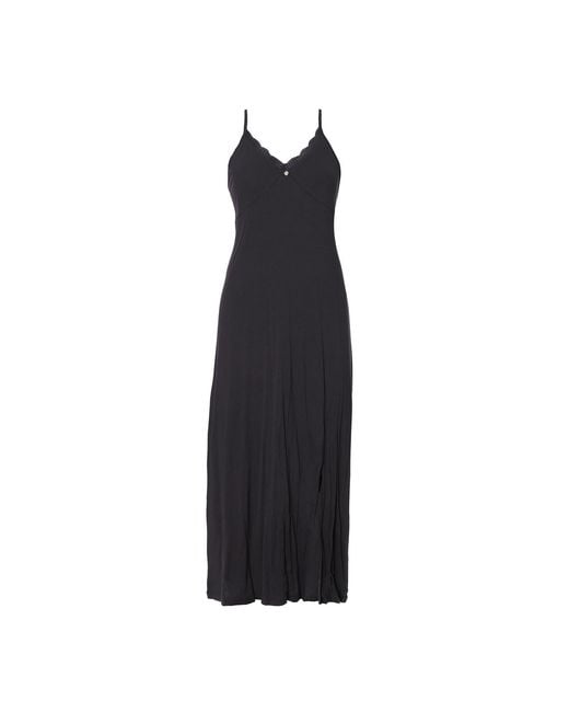 Pretty You London Black Bamboo Lace Midaxi Chemise Nightgown