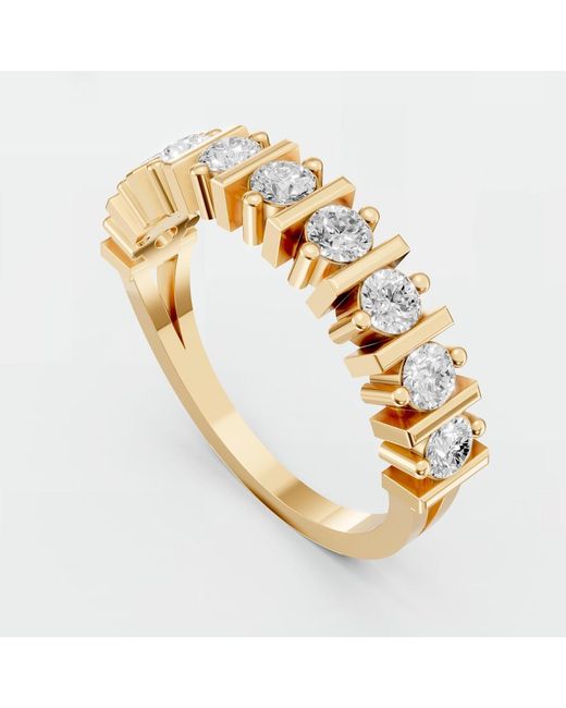 Aya Fine Jewelry Metallic Round Half Eternity Lab Diamond Wedding Band Ring