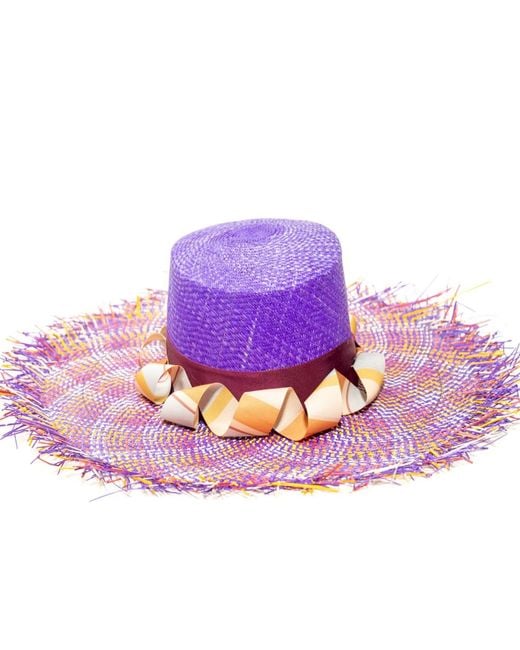 ORTUS Purple Gulupa Straw Boater Hat