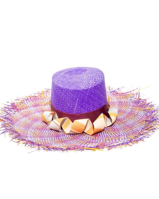 ORTUS Purple Gulupa Straw Boater Hat