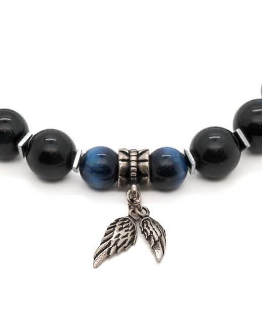 Ebru Jewelry Black Spiritual Beads Angel Bracelet for men