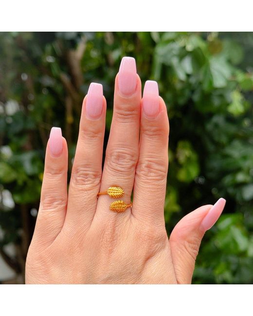 Lexi Jewelry Metallic Double Leaf Adjustable Ring