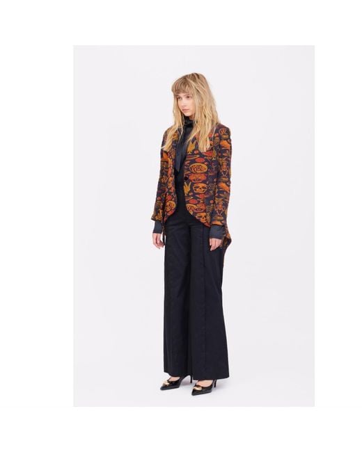 Julia Allert Brown High-End Blazer With Curved Hem Jacquard