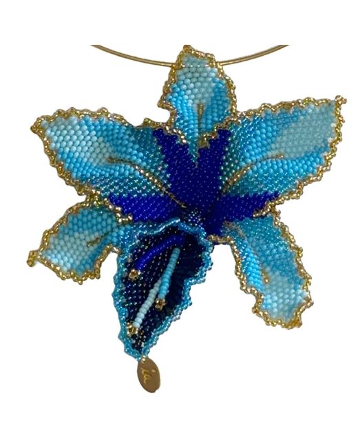 Iliana Arrazola Blue Orchid Choker, Baby And Cobalt, Glass Beads, Beaded Jewelry