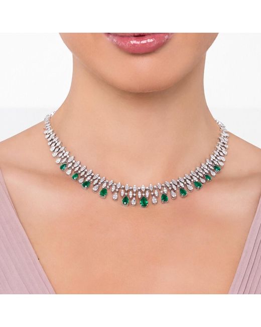 Latelita London Metallic Duchess Emerald Statement Necklace