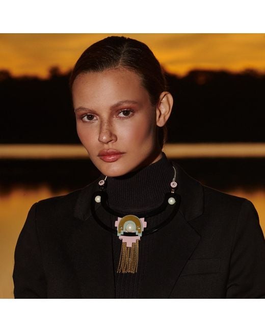 Gissa Bicalho Black Handmade Acrylic Necklace Tikal & Rosa Candy