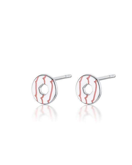 Lily Charmed Metallic Sterling Party Ring Biscuit Stud Earrings With Enamel