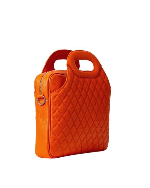 Laura Olaru Orange Fabiola Leather Laptop Bag