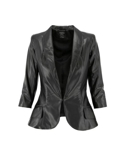AVENUE No.29 Black Structured Eco Leather Blazer