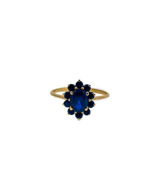 Marteliè Blue Ring With Oval And Brilliant Cut Synthetic Sapphires