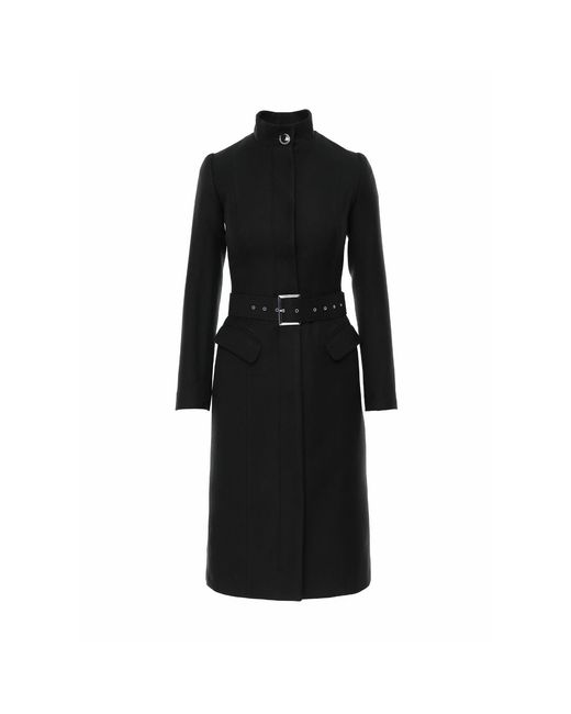 AVENUE No.29 Black Midi Length Wool Coat With Belt