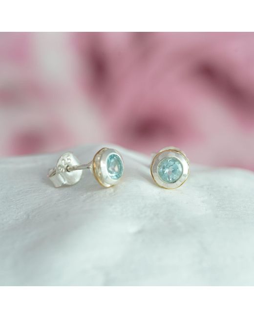 Isla Silver Multicolor Handmade Topaz Stud Earrings