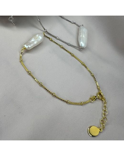 Clemence Wren Metallic Baroque Freshwater Pearl Bracelet
