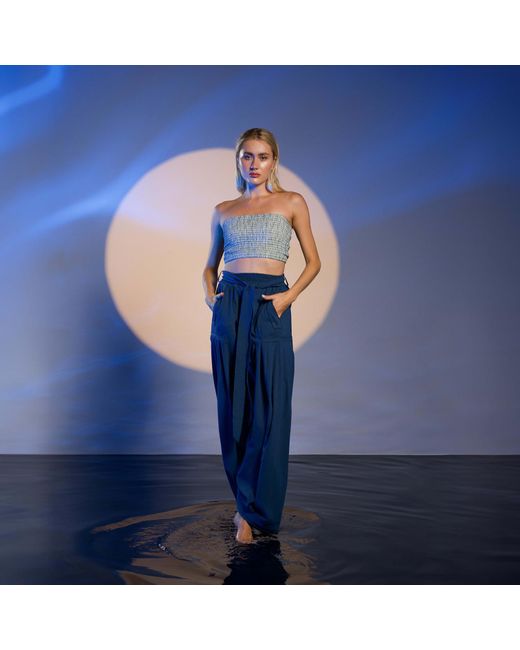 Zhenabia Blue Boho Harem Pants