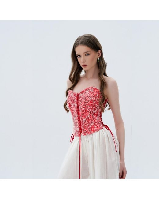 Elsava Red Scarlet Bloom Corset
