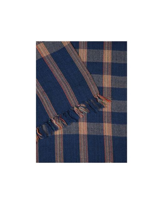 Heritagemoda Blue Neutrals Tartan Plaid Wool Scarf for men