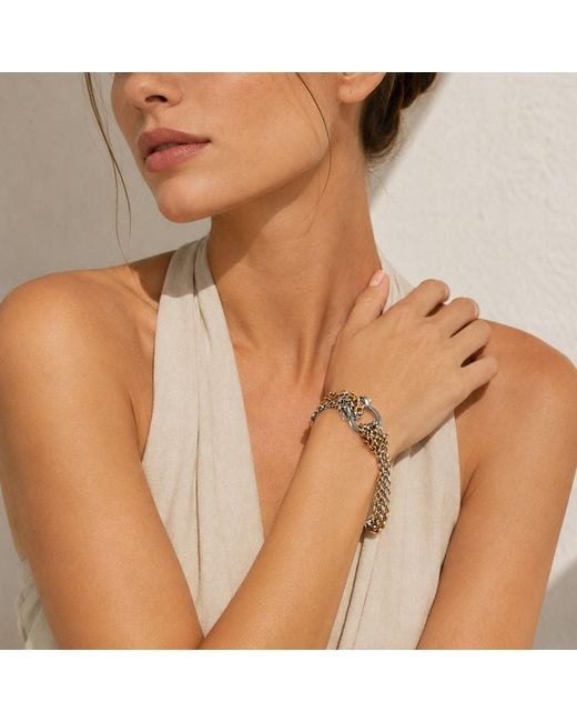Kirei Metallic Link Chain Bracelet With Shackle Clasp