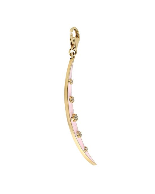 Artisan Metallic With Diamond Enamel Crescent Moon Pendant