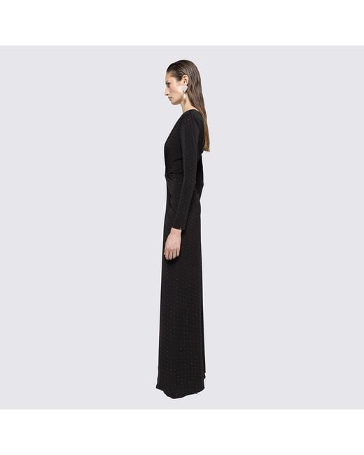 Nissa Black Rhinestone-Embellished Maxi Dress