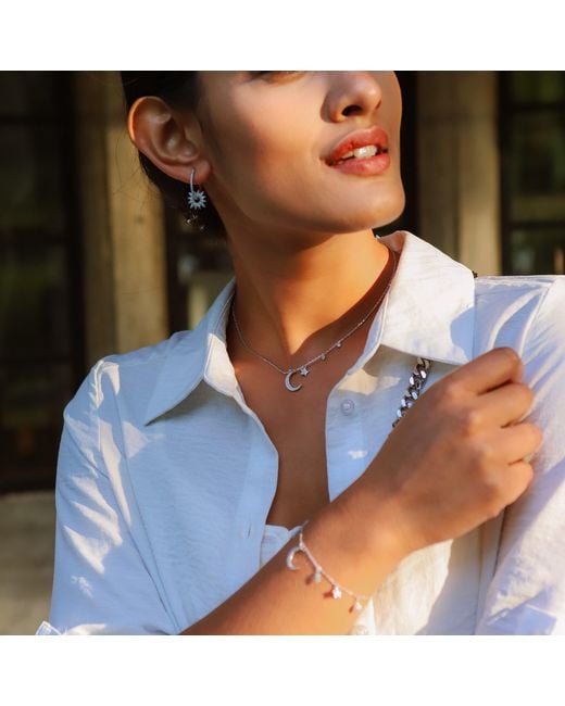 Luna Charles Metallic Ariya Moon & Star Charm Necklace
