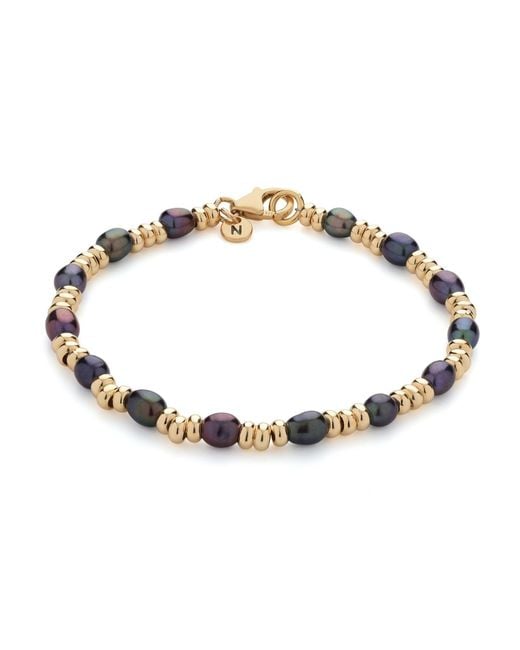 Nellou Jewellery Metallic Ellen Gem Peacock Pearl Bracelet Plated Sterling