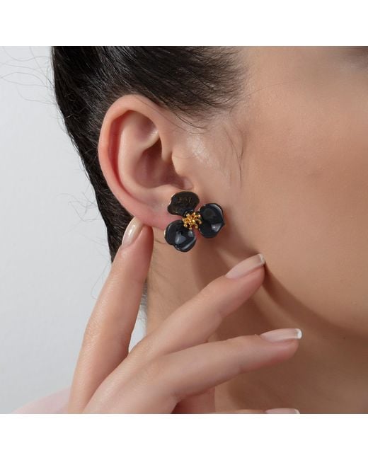 Milou Jewelry Gray Bloom Flower Earrings