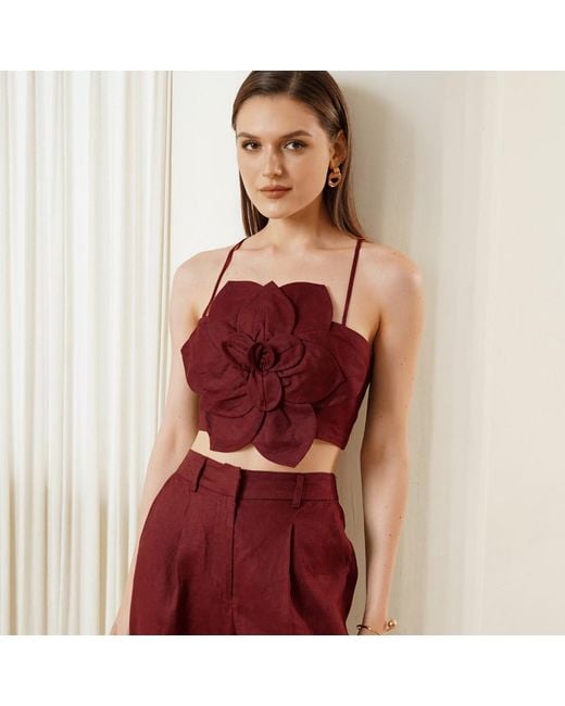 Yumi Kim Purple Sahara Burgundy Linen Top