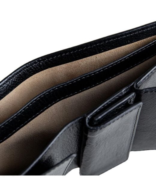 Time Resistance Black Leather Bifold Wallet for men