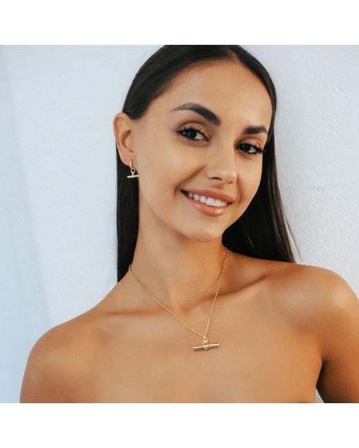 Luna Charles Metallic Cassia T-Bar Huggie Earrings