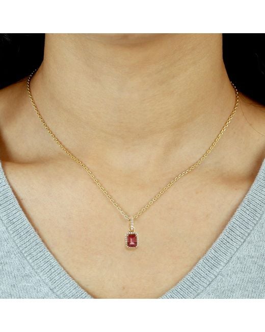 Artisan Red Tourmaline And Diamond Halo Pendant